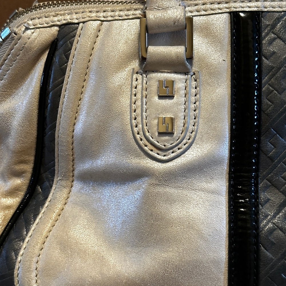 L.A.M.B. y2k Vintage Elegant White, Gray and Black Handbag - Picture 7 of 9